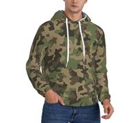 WOmeng Green Camo Print Men'S Fashion Hoodie Pullover Casual Wear For Gift For Dad Husband Boyfriend