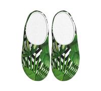 WOmeng Green Leaves of Palm Tree Tropical Plant Print Adult TPR Slippers Soft Indoor House Spring Slippers Travel Home Comfort Footwear