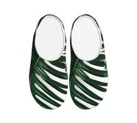 WOmeng Green Palm Leafs Print Adult TPR Slippers Soft Indoor House Spring Slippers Travel Home Comfort Footwear