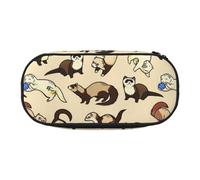 WOmeng Hairy Ferret Print Convenient Lightweight Pencil Case Pen Makeup School Travel Office Versatile Usage