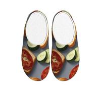 WOmeng Healthy Food Print Adult TPR Slippers Soft Indoor House Spring Slippers Travel Home Comfort Footwear