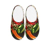 WOmeng Healthy Food Print Adult TPR Slippers Soft Indoor House Spring Slippers Travel Home Comfort Footwear