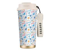WOmeng Hockey Elements Creative Patterned Print Stainless Steel Coffee Cup Hot Cold Travel Mug Beverage Office Camping Daily Use
