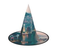 WOmeng Hong Kong Print Halloween Witch Hat Carnival Costume Accessory Foldable Lightweight Cap Festivals