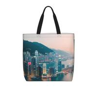 WOmeng Hong Kong Print Unisex Stylish Tote Lightweight Shopping Bag Reusable Grocery Everyday Occasions
