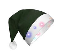 WOmeng Hunter Green Floral Petals Pattern Print Unisex Adult Christmas Hat With Lights Holiday Accessory Santa Hats For Xmas Party