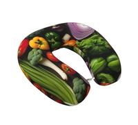 WOmeng Introduction of various vegetables Print Comfortable U-Shaped Neck Support Flexibility Pillow Long Flights Road Trips Use