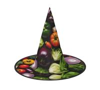 WOmeng Introduction Of Various Vegetables Print Halloween Witch Hat Carnival Costume Accessory Foldable Lightweight Cap Festivals