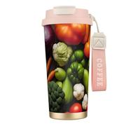 WOmeng Introduction of Various Vegetables Print Stainless Steel Coffee Cup Hot Cold Travel Mug Beverage Office Camping Daily Use