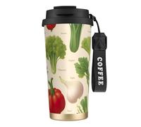 WOmeng Introduction of Various Vegetables Print Stainless Steel Coffee Cup Hot Cold Travel Mug Beverage Office Camping Daily Use
