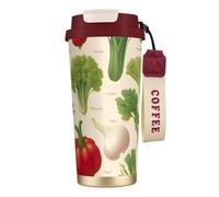 WOmeng Introduction of Various Vegetables Print Stainless Steel Coffee Cup Hot Cold Travel Mug Beverage Office Camping Daily Use