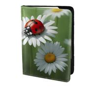WOmeng Ladybug On Daisy Flower Print Men and Women Passport Travel Document Lightweight Stylish Passport Wallet Case