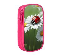WOmeng Ladybug on Daisy Flower Print Practical Pencil Bag School Supplies Pens Pencils Art Accessories Various Occasion