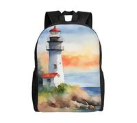 Womeng Lighthouse Print Men Women Stylish Waterproof Backpack For Travel Lightweight Outdoor Commuter Bag