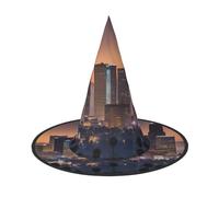 WOmeng Los Angeles Skyline Print Halloween Witch Hat Carnival Costume Accessory Foldable Lightweight Cap Festivals