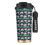 WOmeng Lotus Flower and Dragonfly Print Stainless Steel Coffee Cup Hot Cold Travel Mug Beverage Office Camping Daily Use
