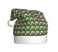 WOmeng Lotus Flowers Print Adult Unisex Christmas Hat Festive Xmas Cap Decor Party Costume Accessory Headwear