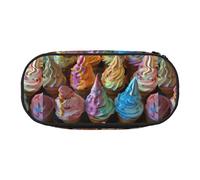 WOmeng Many Colored Ice Cream Print Convenient Lightweight Pencil Case Pen Makeup School Travel Office Versatile Usage