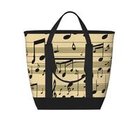 WOmeng Musical Notesprint Tote Bag Large Capacity Insulated Waterproof Package Grocery Lunch Picnic Beach
