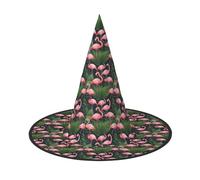 WOmeng Pink Flamingo Succulent Plants Print Halloween Witch Hat Carnival Costume Accessory Foldable Lightweight Cap Festivals