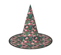 WOmeng Pink Flamingo Succulent Plants Print Halloween Witch Hat Carnival Costume Accessory Foldable Lightweight Cap Festivals