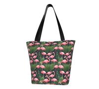 WOmeng Pink Flamingo Succulent Plants Print Summer Versatile Carry Shoulder Bag Travel Handbag Beach Daily Use Ample Storage