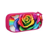 WOmeng Rainbow Rose Flower Print Pencil Stationery Bag School College Office Pouch Pens Crayons Art School Supplies
