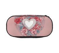 WOmeng Romantic Heart Print Convenient Lightweight Pencil Case Pen Makeup School Travel Office Versatile Usage
