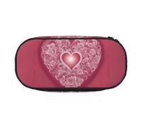 WOmeng Romantic Heart Print Convenient Lightweight Pencil Case Pen Makeup School Travel Office Versatile Usage