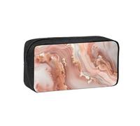 Womeng Rose Gold Marble Design Background Print Adults Spacious Pen Case Large-Capacity Stationery for Office Home Organizer Pouch