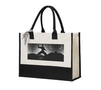 Womeng Silhouettes Of Martial Arts Print Eco-Friendly Canvas Tote Bag Large Capacity Daily Shopping Trips Weekend Getaways