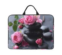 Womeng Spa Stone And Rose Flowers Print 14in Laptop Case Sleeve Portable Computer Bag School Office Travel Work Daily Use
