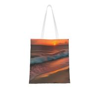 WOmeng Sunset At The Beach Print Reusable Bag Lightweight Bags Foldable Eco-Friendly All-Seasons Versatility Trendy