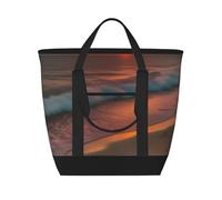 WOmeng Sunset At The Beachprint Tote Bag Large Capacity Insulated Waterproof Package Grocery Lunch Picnic Beach