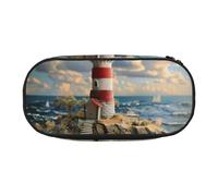 WOmeng The Seaside Lighthouse Print Convenient Lightweight Pencil Case Pen Makeup School Travel Office Versatile Usage