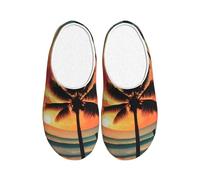 WOmeng Tropical Beach Palm Tree Print Adult TPR Slippers Soft Indoor House Spring Slippers Travel Home Comfort Footwear