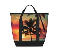 WOmeng Tropical Beach Palm Treeprint Tote Bag Large Capacity Insulated Waterproof Package Grocery Lunch Picnic Beach