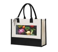 Womeng Vegetable Fruit Print Eco-Friendly Canvas Tote Bag Large Capacity Daily Shopping Trips Weekend Getaways