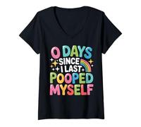 Womens 0 Days Since I Last Pooped Myself Meme V-Neck T-Shirt