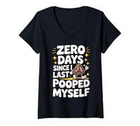 Womens 0 Days Since I Last Pooped Myself Meme V-Neck T-Shirt
