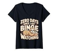Womens 0 Days Since Last Binge Watching Meme V-Neck T-Shirt