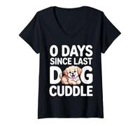 Womens 0 Days Since Last Dog Cuddle Meme V-Neck T-Shirt