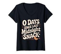 Womens 0 Days Since Last Midnight Snack Meme V-Neck T-Shirt
