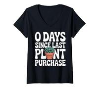 Womens 0 Days Since Last Plant Purchase Meme V-Neck T-Shirt