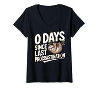 Womens 0 Days Since Last Procrastination Meme V-Neck T-Shirt