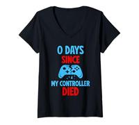 Womens 0 Days Since My Controller Destroyed Something Fun V-Neck T-Shirt