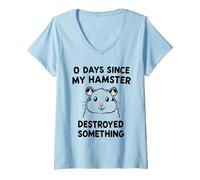 Womens 0 Days Since My Hamster Destroyed Something Fun V-Neck T-Shirt