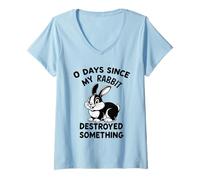Womens 0 Days Since My Rabbit Destroyed Something Fun V-Neck T-Shirt