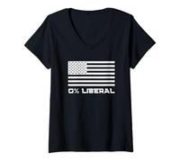 Women's 0% Liberal Zero Percent Liberal American Flag Republicans V-Neck T-Shirt