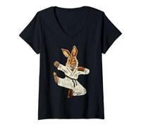 Womens 0573 The Karate Rabbit Kid 2021 Plus 4 Mumzy Maria Uberstein V-Neck T-Shirt